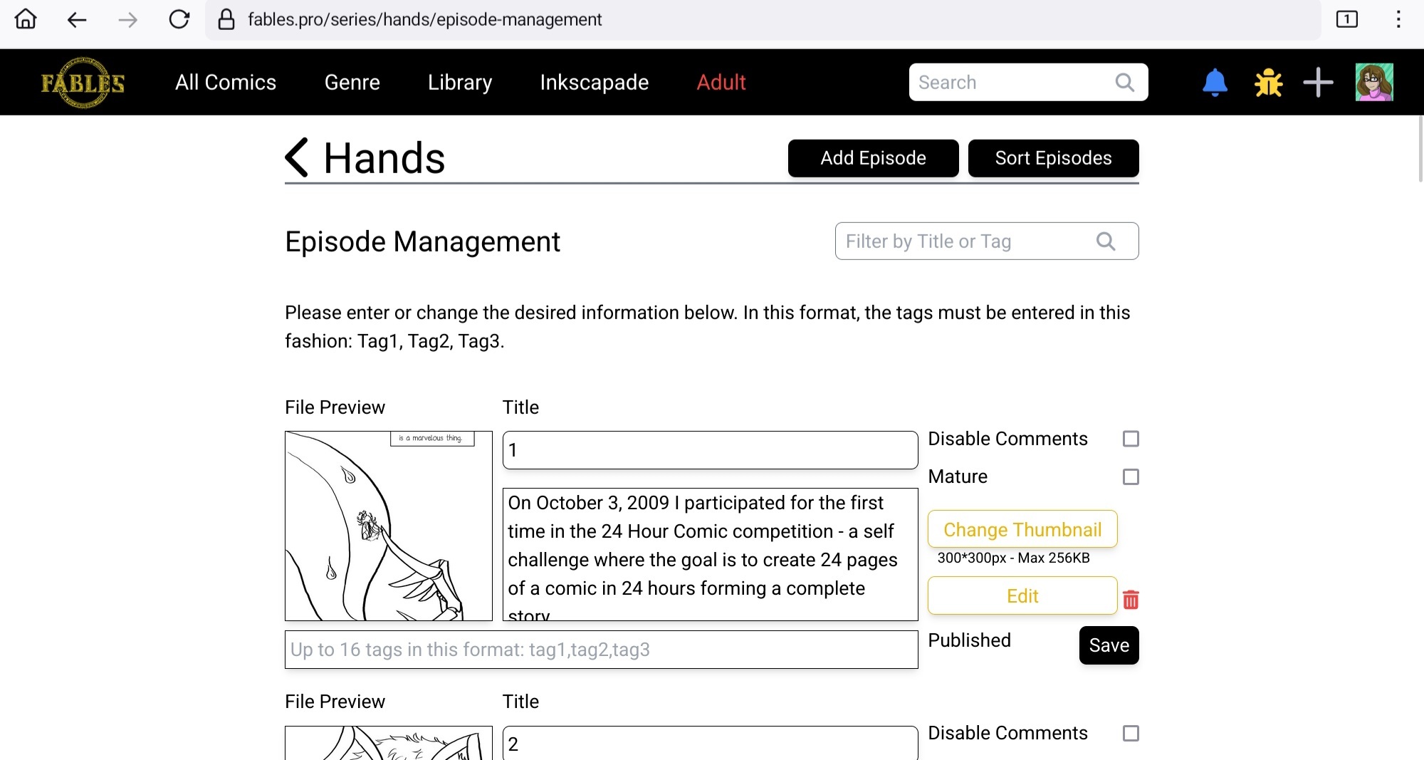 Fables Episode Management Episode Management